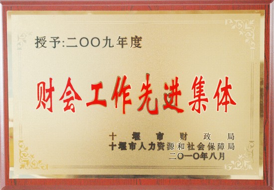 我院荣获市2009年度财会工作先进集体